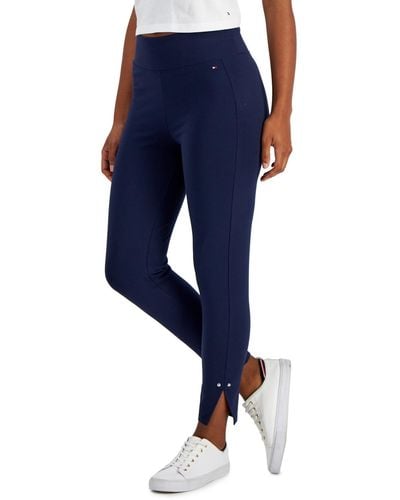 Tommy Hilfiger Plus Size Side-slit High-rise leggings - Blue