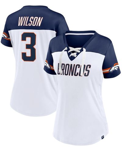 Fanatics Russell Wilson Denver Broncos Athena Name And Number V-neck Top - Blue