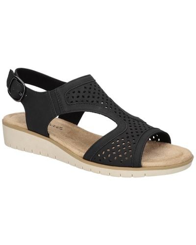 Easy Street Alba Comfort Wedge Sandals - Black