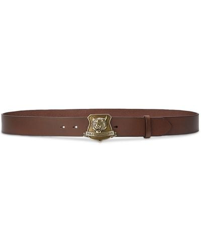 Polo Ralph Lauren Tiger-buckle Leather Belt - Brown