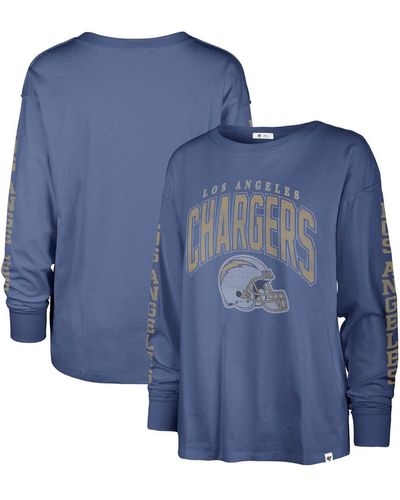 '47 Distressed Los Angeles Chargers Tom Cat Lightweight Long Sleeve T-shirt - Blue