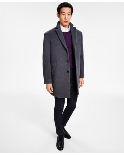Calvin Klein Men's Prosper Extra-slim Fit Overcoat - Gray