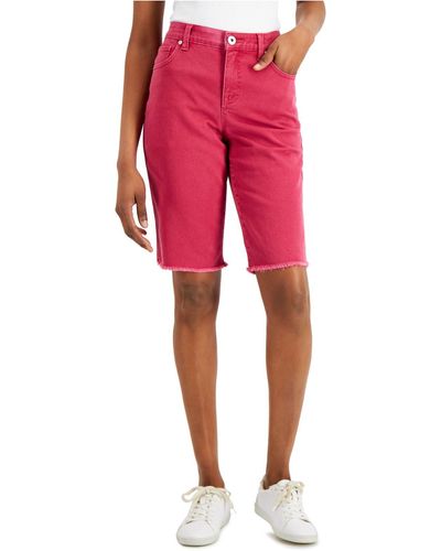 Style & Co. Denim Raw-edge Bermuda Shorts, Created For Macy's - Red