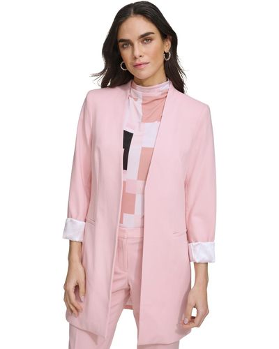 Calvin Klein Petite Luxe Open Front 3/4-sleeve Jacket - Pink