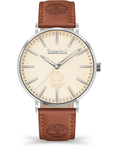 Timberland Kinsley 3 Hands Leather Strap Watch 42mm - Multicolor
