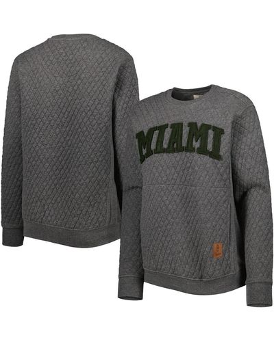 Pressbox Miami Hurricanes Moose Quilted Pullover Sweatshirt - Gray