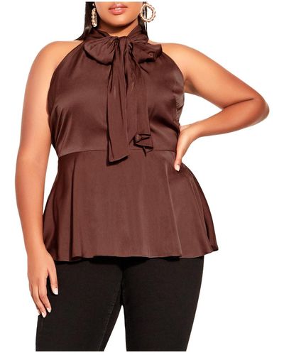 City Chic Plus Size Piper Top - Brown