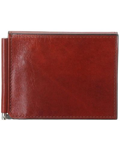 Bosca Leather Money Clip - Red