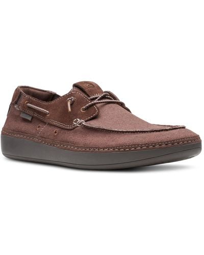 Clarks Higley Tie Slip-on Canvas Boat Shoes - Brown