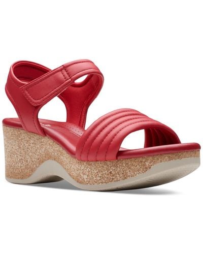Clarks Chelseah Gem Ankle-strap Wedge Sandals - Red