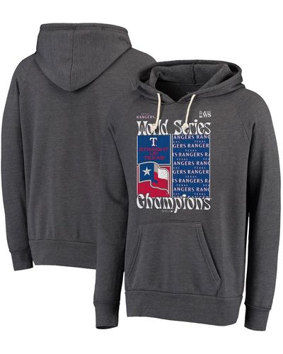 Majestic Threads Texas Rangers 2023 World Series Champions Local Squares Tri-blend Pullover Hoodie - Black