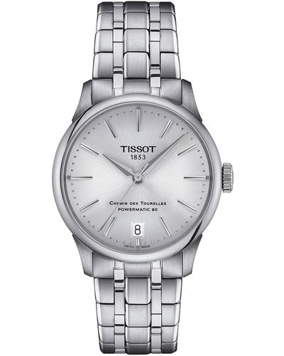 Tissot Swiss Automatic Chemin Des Tourelles Powermatic 80 Stainless Steel Bracelet Watch 34mm - Gray