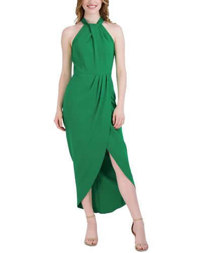 Julia Jordan Knot-neck Tulip-hem Midi Dress - Green