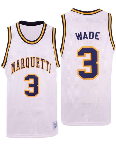Men's Original Retro Brand Dwyane Wade White Marquette Golden Eagles  Commemorative Classic Basketball Jersey