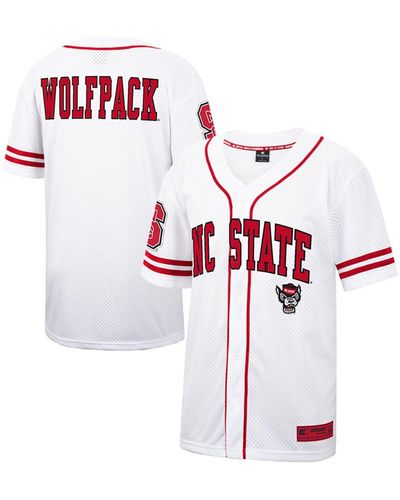 Colosseum Athletics White And Red Nc State Wolfpack Free Spirited Baseball Jersey