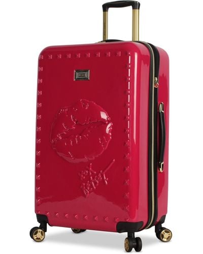 Betsey Johnson Lips 26" Hardside Expandable Spinner Suitcase - Red