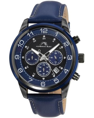 Porsamo Bleu Arthur Genuine Leather Band Watch 1091darl - Blue