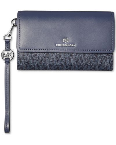 Leather wallet Michael Kors Blue in Leather - 25082874