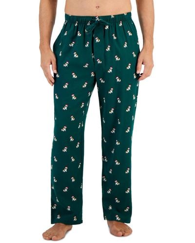 Club Room Holiday Bulldog Flannel Pajama Pants - Green