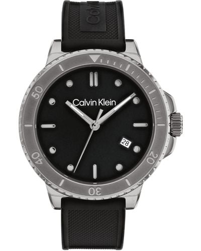 Calvin Klein Silicone Strap Watch 44mm - Black