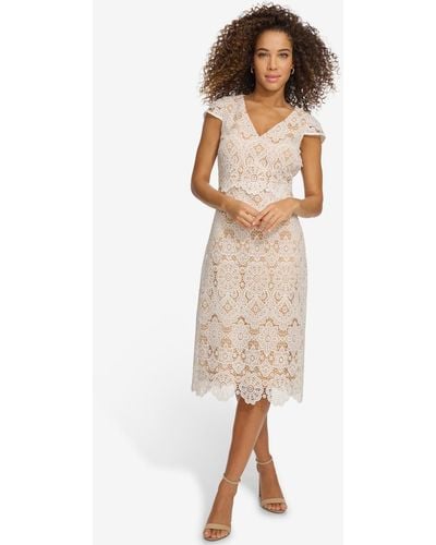 Kensie Floral-lace A-line Dress - Natural