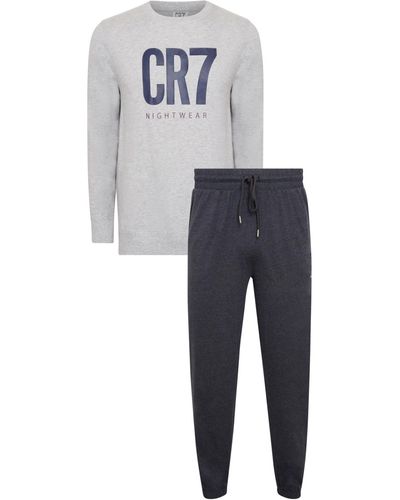 Cr7 Cotton Loungewear Top And Pant Set - Blue