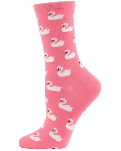 Memoi Cashmere Blend Crew Socks - Pink