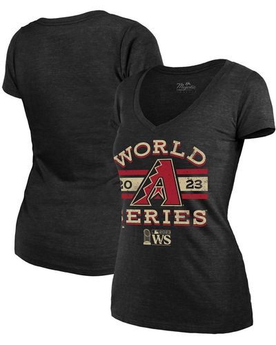 Majestic Threads Arizona Diamondbacks 2023 World Series Contact Tri-blend V-neck T-shirt - Black