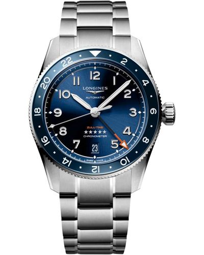 Longines Swiss Automatic Spirit Zulu Time Stainless Steel Bracelet Watch 39mm - Gray