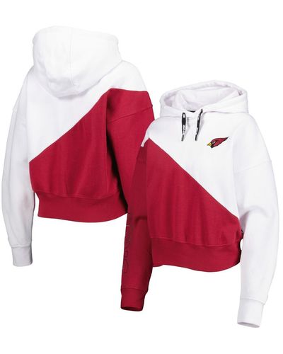 DKNY Sport White, Cardinal Arizona Cardinals Bobbi Color Blocked Pullover Hoodie - Red