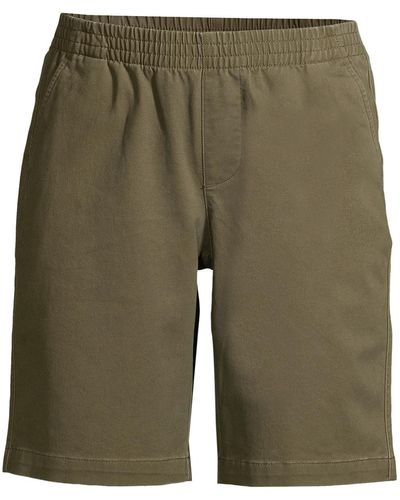 Lands' End Petite Mid Rise Elastic Waist Pull On 10" Knockabout Chino Bermuda Shorts - Green