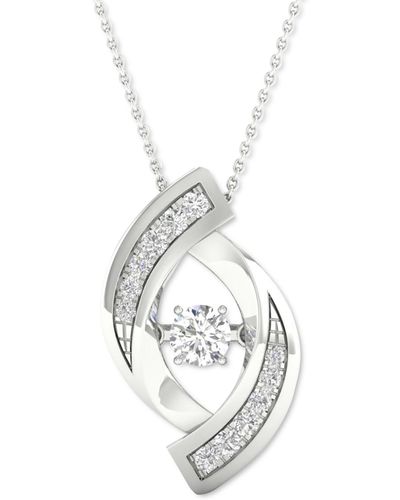 Twinkling Diamond Star Diamond Swirl 18" Pendant Necklace (1/4 Ct. T.w. - Metallic