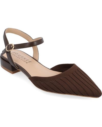 Journee Collection Ansley Knit Flats - Brown