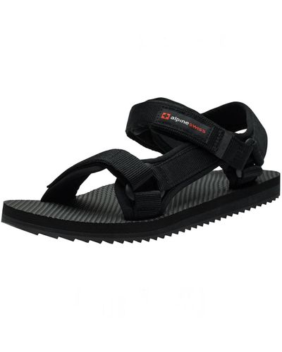 Alpine Swiss Sport Sandals Athletic Open Toe Outdoor Comfort Walking Shoes - Black