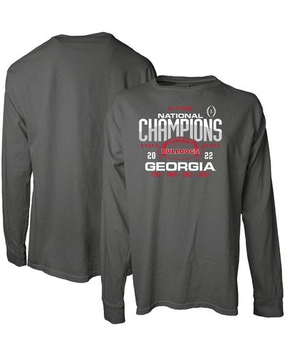 Blue 84 Georgia Bulldogs Four-time College Football National Champions Overdye Long Sleeve T-shirt - Gray