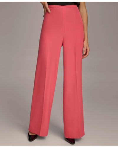 Donna Karan Flat-front Wide-leg Pants - Pink