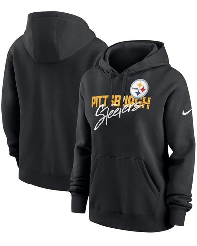 Nike Pittsburgh Steelers Wordmark Club Fleece Pullover Hoodie - Black