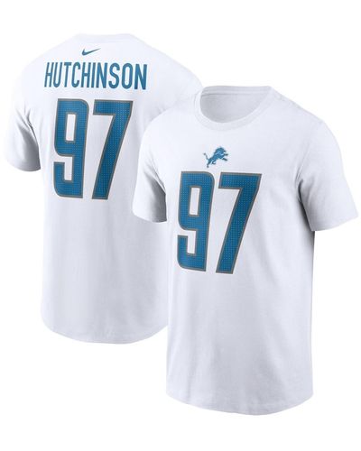 Nike Aidan Hutchinson Detroit Lions Player Name And Number T-shirt - Blue