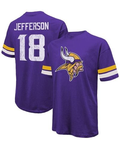 Majestic Threads Justin Jefferson Distressed Minnesota Vikings Name And Number Oversize Fit T-shirt - Purple