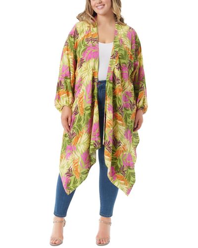 Jessica Simpson Trendy Plus Size Agnette High-low Kimono - Yellow