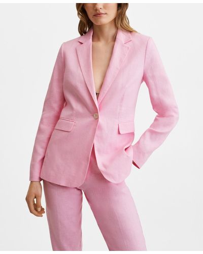 Mango Linen Blazer Suit - Pink