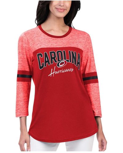 G-III 4Her by Carl Banks Carolina Hurricanes Play The Game 3/4-sleeve T-shirt - Red