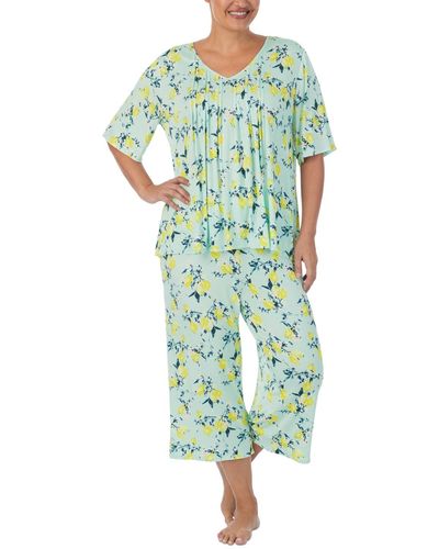 Ellen Tracy Plus Size 2-pc. Printed Pajamas Set - Green