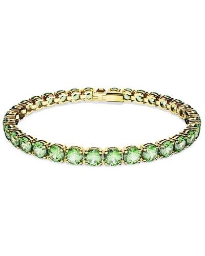Swarovski Crystal Round Cut Matrix Tennis Bracelet - Green