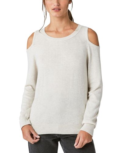 Lucky Brand Cold-shoulder Long-sleeve Sweater - Gray