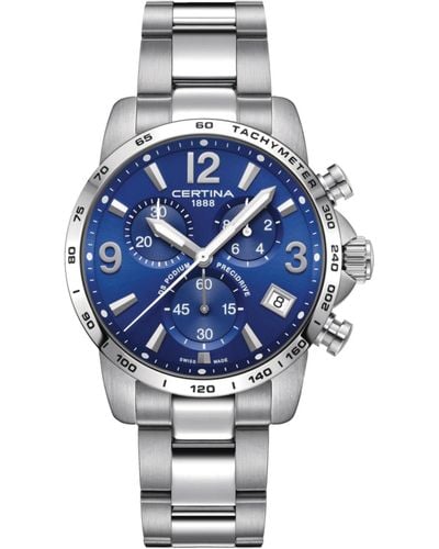 Certina Swiss Chronograph Ds Podium Stainless Steel Bracelet Watch 41mm - Blue
