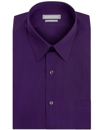 Van Heusen Fitted Solid Dress Shirt - Purple
