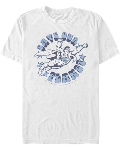 Fifth Sun Dc Superman Save Our Planet Short Sleeve T-shirt - White