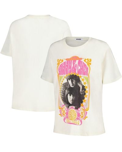 Daydreamer Distressed Sonny & Cher Melody Fair Boyfriend T-shirt - White