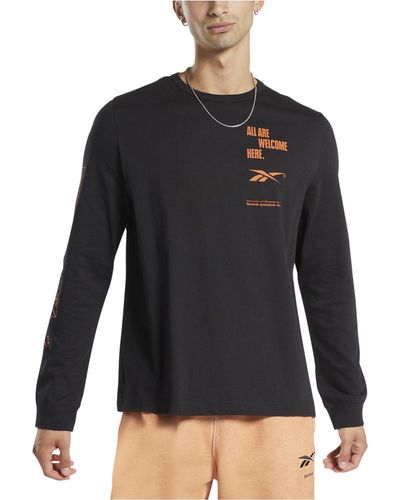 Reebok Relaxed Fit All Are Welcome Long-sleeve Basketball T-shirt - Black